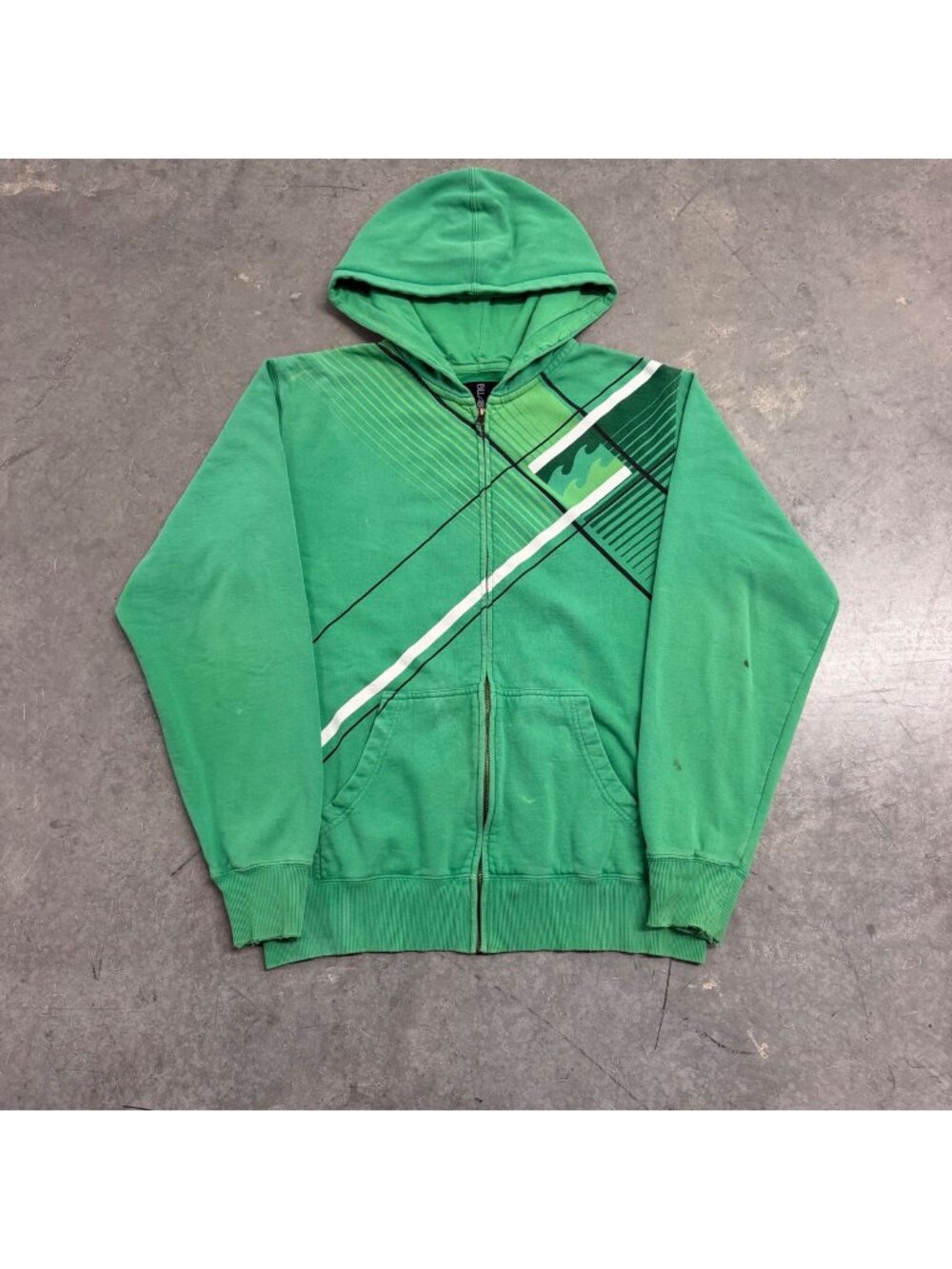 Billabong 2000s Geometric Wave Zip Up Hoodie
